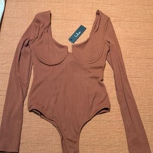 Lulu’s Burnt Orange Long Sleeve Bodysuit